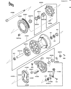 KL600 Rear hub / brake / chain