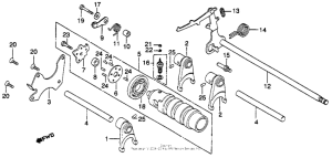 CM400 Gearshift drum + gearshift arm
