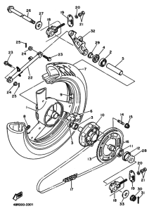 XJ600S XJ600SG Rear wheel complete assy