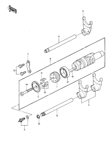 KZ1000 Gear change drum & forks