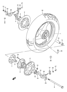 GSX750 Rear wheel complete assy