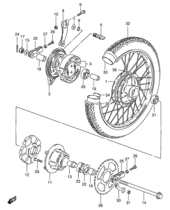 GS125 Rear wheel complete assy