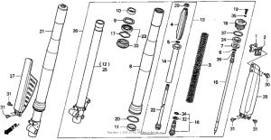 CR80R Передняя вилка