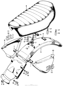 SL125 Seat + rear fender + side cover