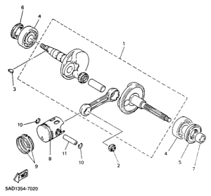 YN50R Коленчатый вал и поршни