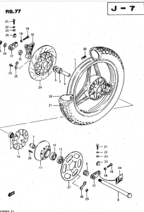 GSX750 Rear wheel complete assy
