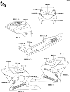 ZX400 Decals(green / white)(zx400-l5 / l7 / l8)