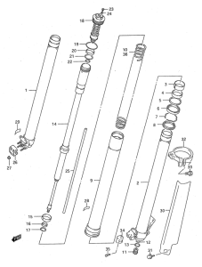 RM125 Передняя вилка