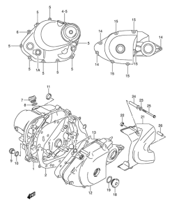 RV125 Crankcase cover ass`y  (v