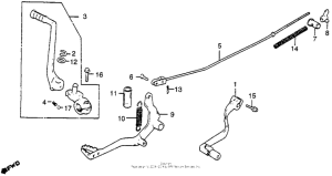 CR80R Gearshift pedal + brake pedal + kick starter arm