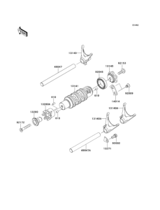 ER400 Gear change drum & forks