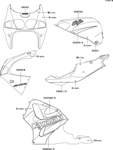 ZX750 Decals(green)(zx750-p6)