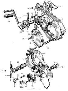 C72 Kick starter arm + right crankcase cover