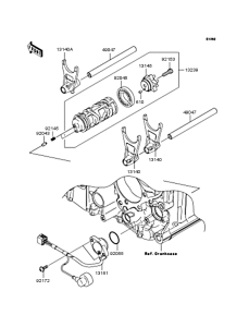 ZG1400 Gear change drum / shift fork
