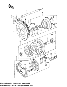 KZ200 Rear hub / brake / chain