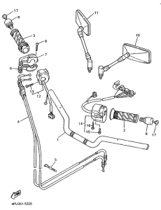 XJR1200 Steering handle. cable