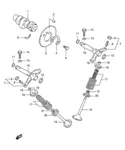 DR125 Распределительный вал-клапаны