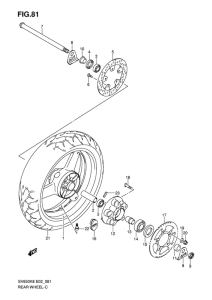 SV650 Rear wheel complete assy
