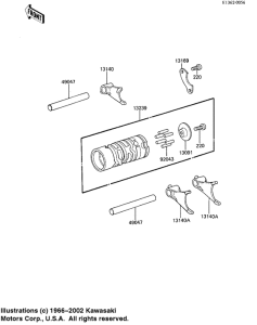 KX60 Gear change drum & forks