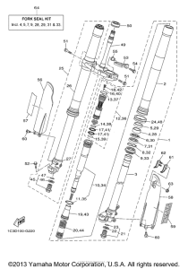 YZ125X1 Передняя вилка
