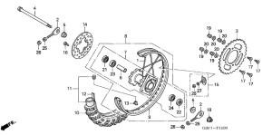 CR85RB Rear wheel complete assy