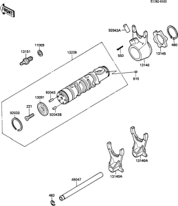 ZX600 Валы и вилки переключения передач