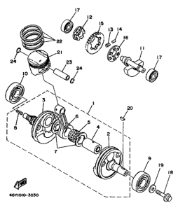 TT250R Коленчатый вал и поршни