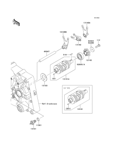 KLX125 Валы и вилки переключения передач