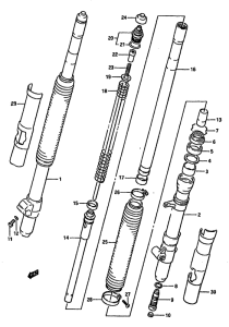 RM125 Вилка передней оси