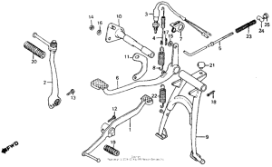 CT110 Main stand + brake pedal + gearshift pedal