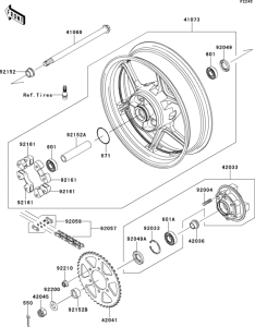 EX650 Заднее колесо и цепь