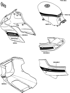 EX500 Decals(ex500-a2)(red)