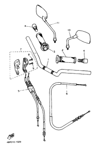 XJ600S (37KW) Steering handle. cable