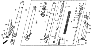 CR80R Вилка передней оси
