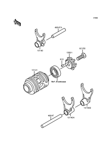 KX125 Gear change drum & forks