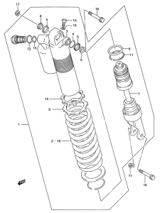 RMX250 Абсорбер удавный в сборе задний