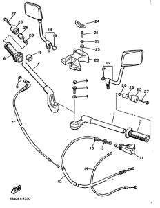 XJ900F Steering handle. cable