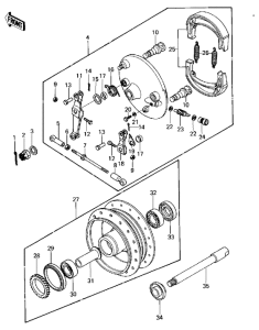 KZ440 Front hub / brake