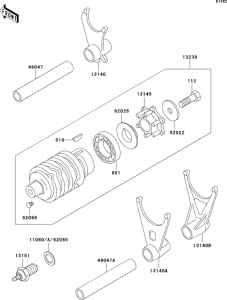 ZX600 Валы и вилки переключения передач