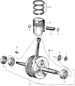 CA100 Коленчатый вал и поршни