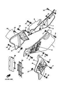 YZ125 YZ125F Крышка боковая & oil tank
