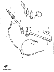 XJ600H (53KW) Steering handle. cable