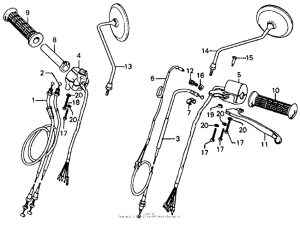 CB750 Control levers + switches + cables