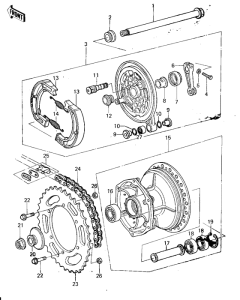  Rear hub / brake / chain