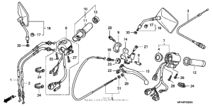 VT600C Handle lever + switch + cable