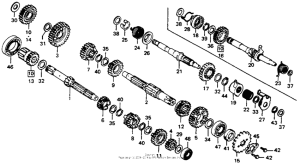 CB125S Transmission + kick starter spindle