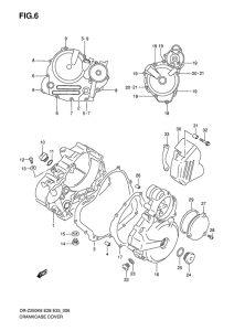 DR-Z250 Crankcase cover ass`y  (v