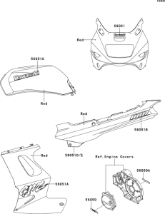 ZX1100 Decals(red)(zx1100-e1 / e2 / e4)