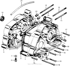 PC50 Right crankcase + left crankcase