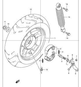 UC150 Rear wheel complete assy